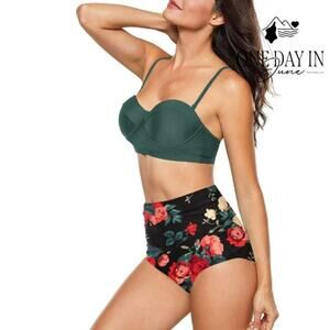 CharmLeaks Molded Cup High Waist Bikini Swimsuit Size L